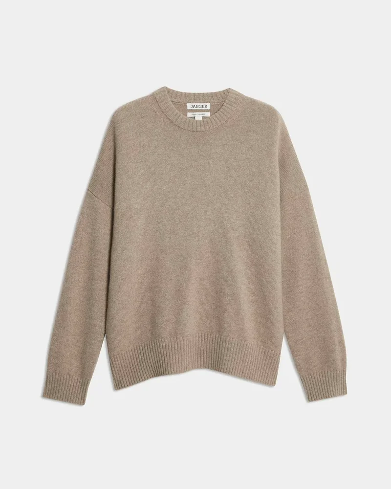 Jaeger Pure Cashmere Crew Neck Jumper, Camel